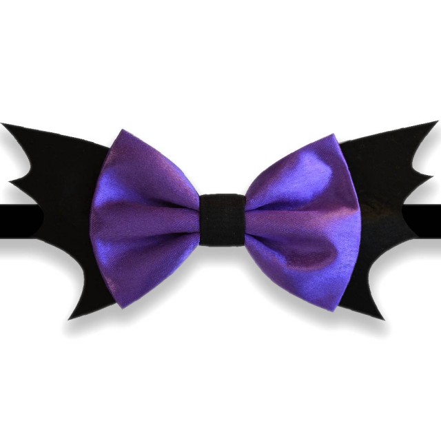  Papion Halloween, negru si violet, model Aripi mari de liliac